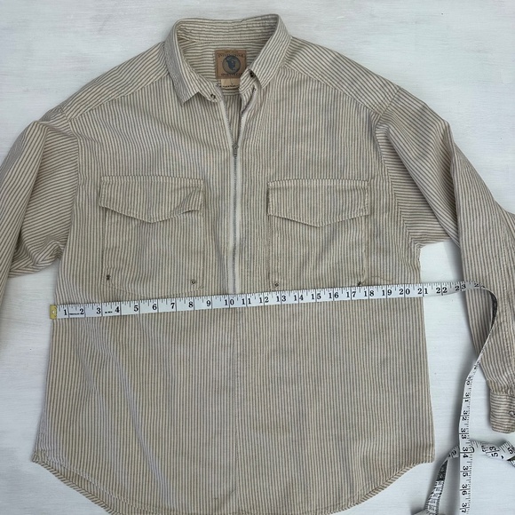 Esprit Sport Vintage Cream and Tan Striped top zip top Women's L - Picture 8 of 8